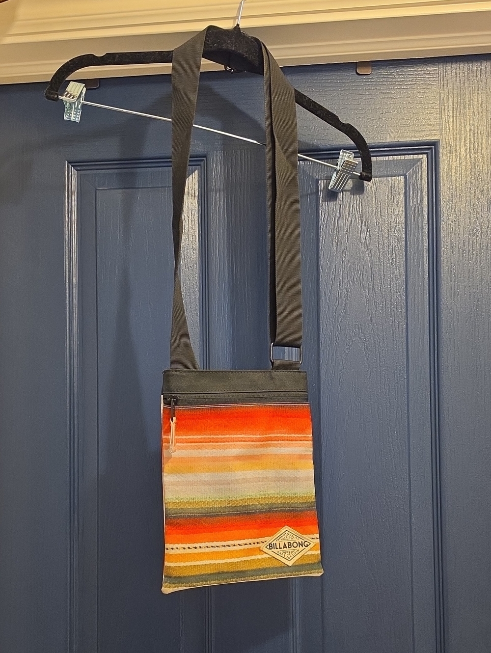 Billabong Striped Multicolor Shoulder Pouch with Black Strap